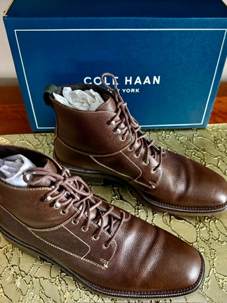 Cole Haan Country Brown Pebble Leather Lace Up 10 Boots Vntg,Classic, Excellent